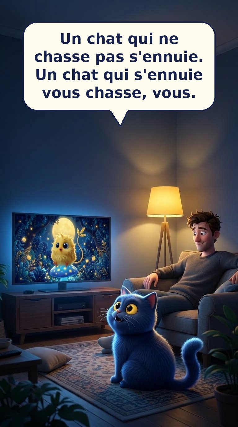 Un chat qui ne chasse pas s'ennuie. Un chat qui s'ennuie vous chasse, vous.